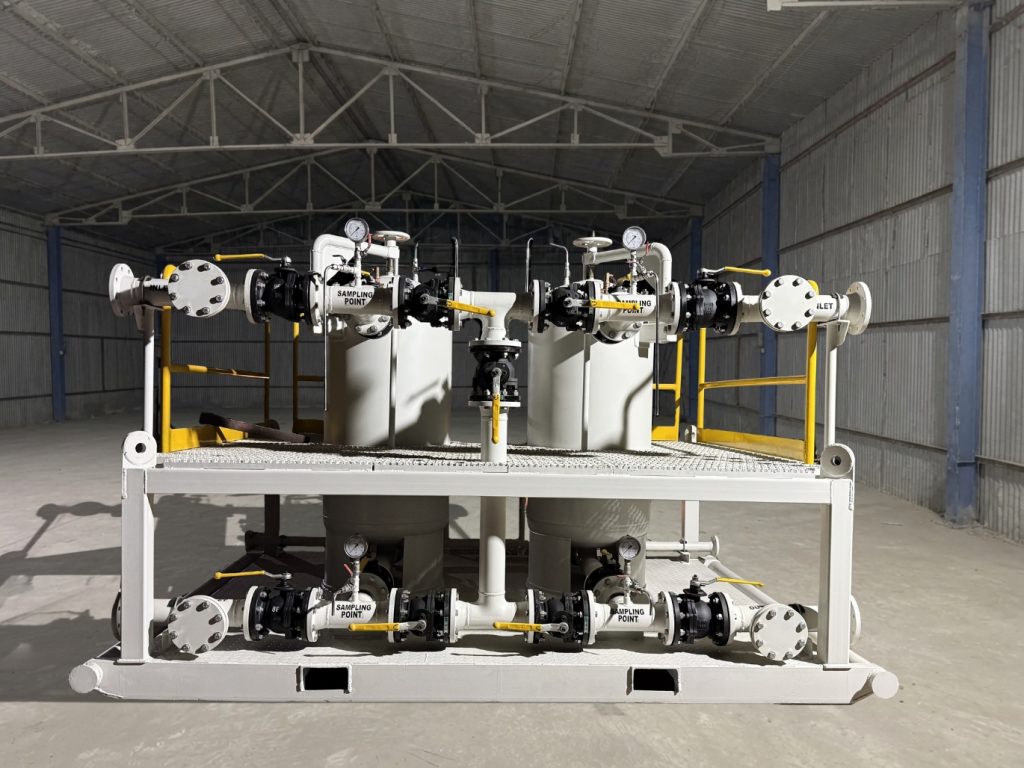 Industrial dual pod filtration unit manufactured to strict quality standards by Al Jassar Engineering.